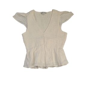 NWT American Eagle Women's cream peasant top size S casual boho preppy cottage